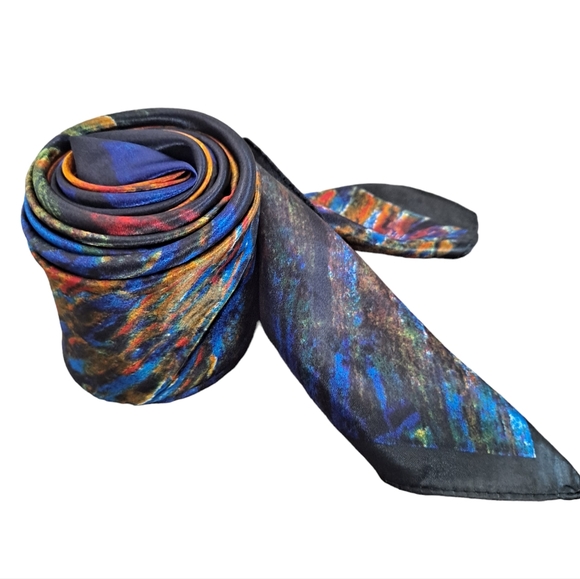 💖 2/$30 Square Satin abstract art oil painting Hair neck or purse Scarf New - Picture 12 of 16